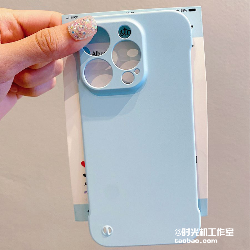 奶油蓝半包散热无边框适用iPhone16苹果15/14Promax手机壳13/11pro超薄i12迷你xs/xr磨砂纯色7/8plus小众男女