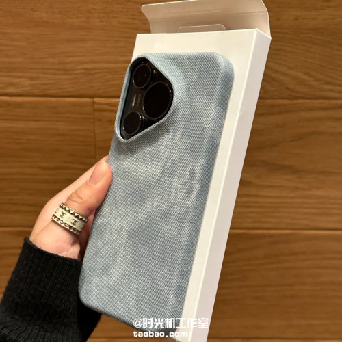 冈山牛仔纹适用华为Pura70pro+手机壳半包保护套p80pro/p70Ultra新款秋冬布纹nova14/13蓝灰色创意12简约男女