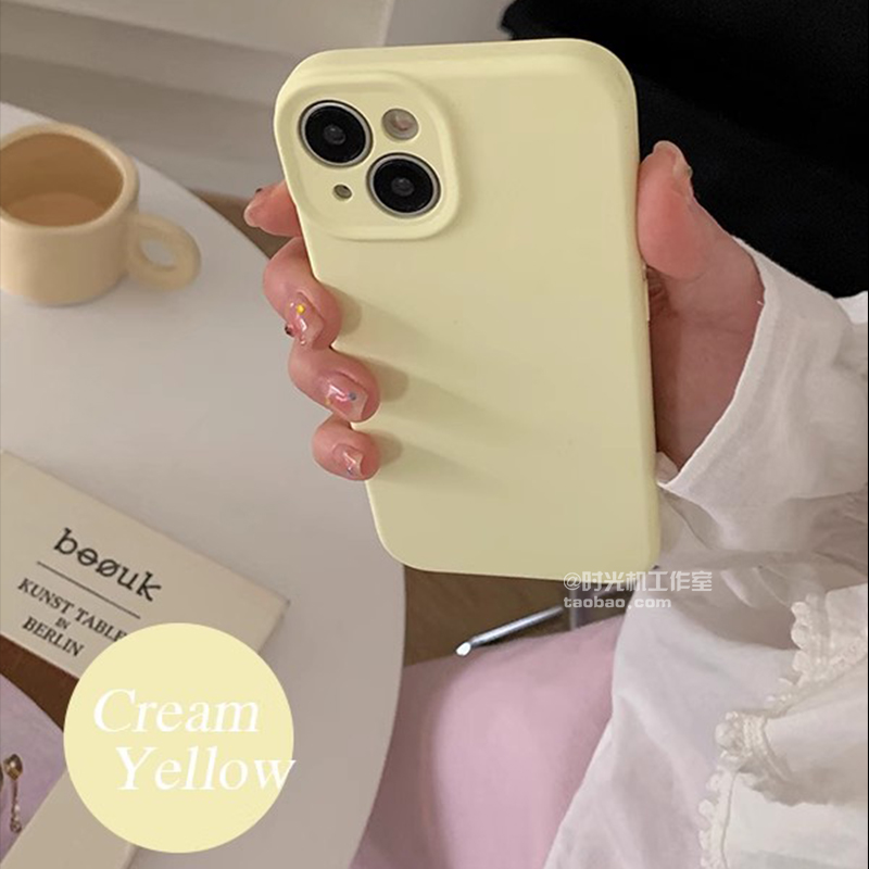 温柔ins奶油浅黄适用iPhone16Pro苹果15手机壳14/13ProMax软糯真液态硅胶12PRO不发黄全包镜头精孔纯色女新款