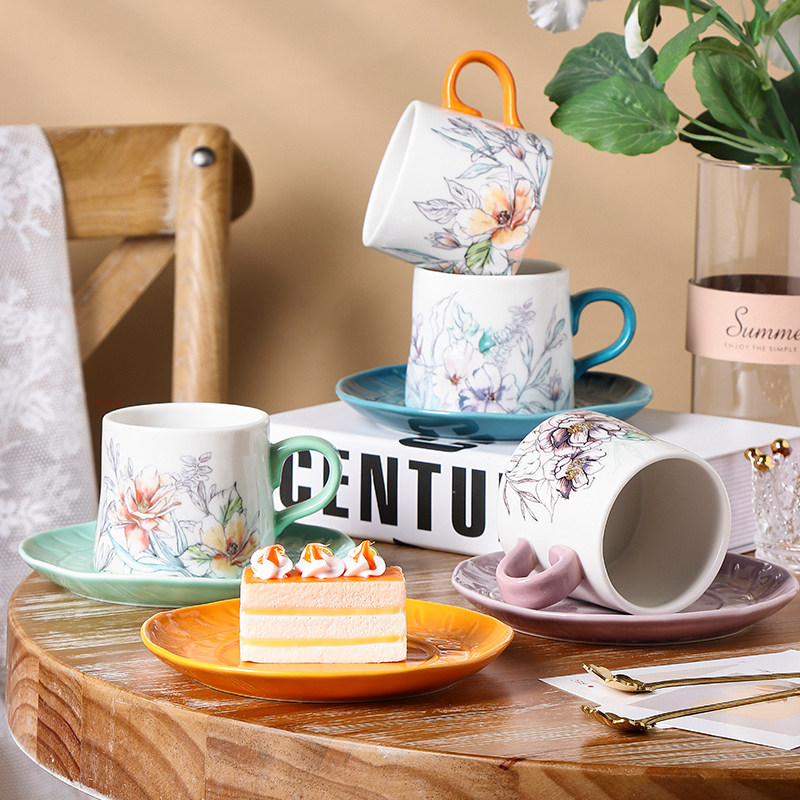美式陶瓷咖啡杯碟精致家用田园风小清新下午茶奢华咖啡杯红茶杯子,餐饮具,咖啡杯,淘宝优惠券,粉丝福利购,淘宝优惠卷