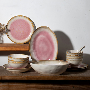 玉泉陶瓷高温釉下彩陶瓷盘子菜盘家用餐具套装西餐盘意面盘沙拉盘