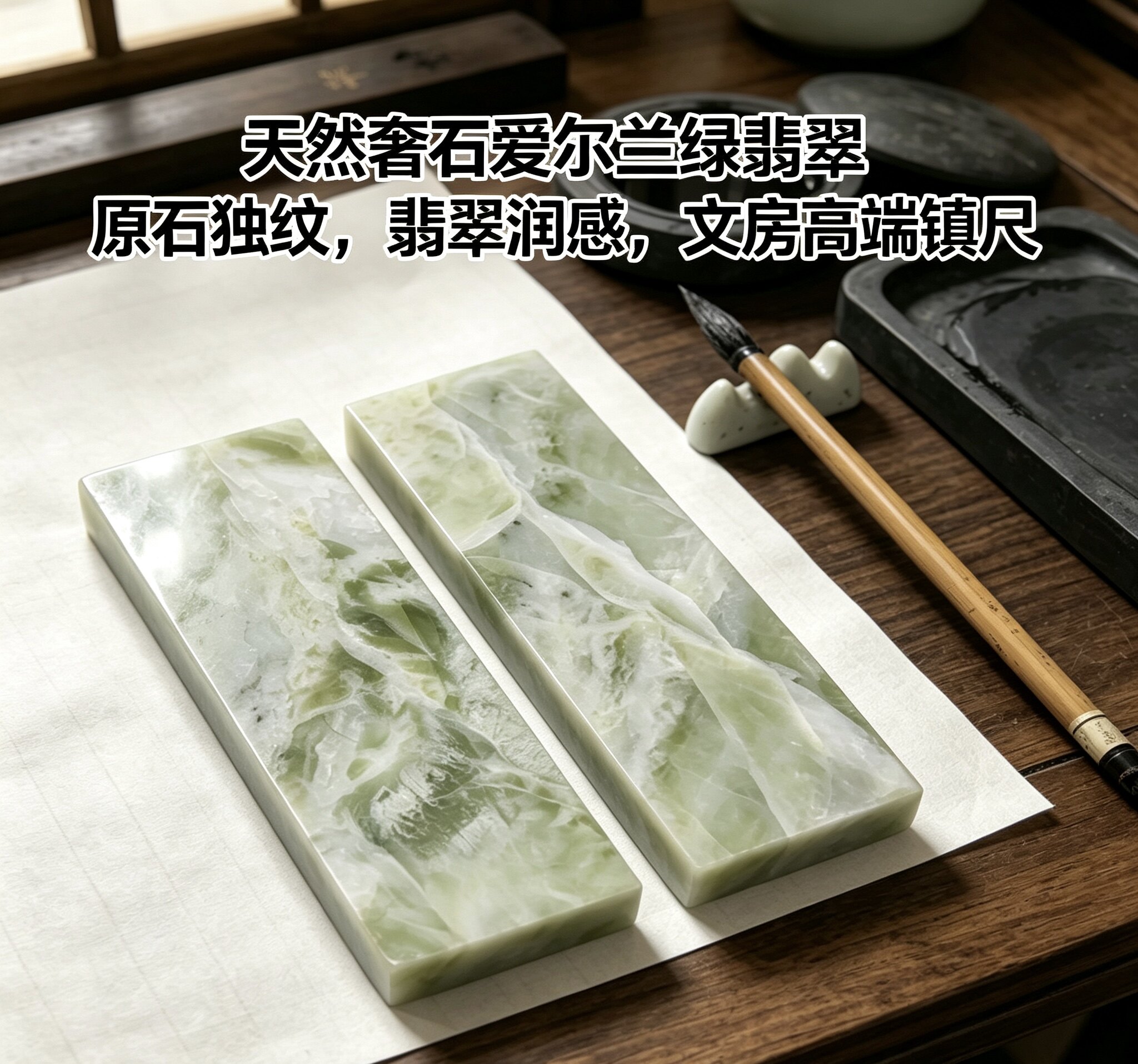 天然奢石大理石材镇纸高端文房镇纸书法专用镇纸镇尺文房四宝镇纸