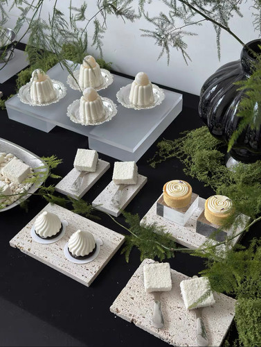 天然洞石大理石托盘高级感轻奢首饰ins风展示台陈列民宿咖啡馆摆