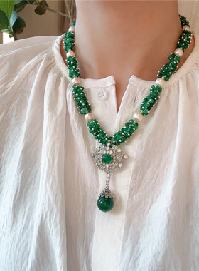 绿色系项链女款高级感轻奢首饰