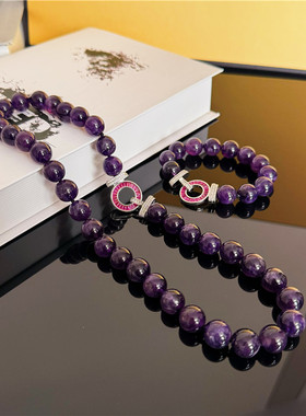 紫水晶项链女紫色首饰女百搭简约