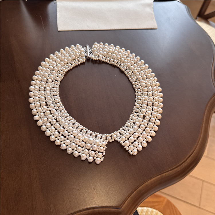 天然珍珠项链多层假领子重工编织