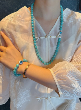 蓝色首饰女天河石百搭套装女气质