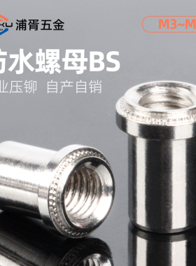 SUS304不锈钢防水螺母柱盲孔型密封压铆螺柱BS-M3M4M5M6M8-0-1-2