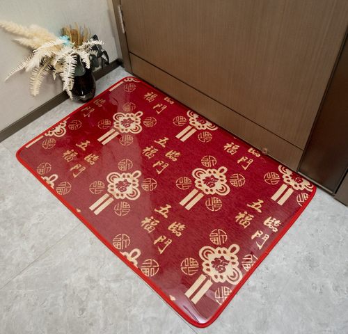 入户门地垫玄幻门室内脚垫PVC水晶板新年红色带膜耐脏门口垫子