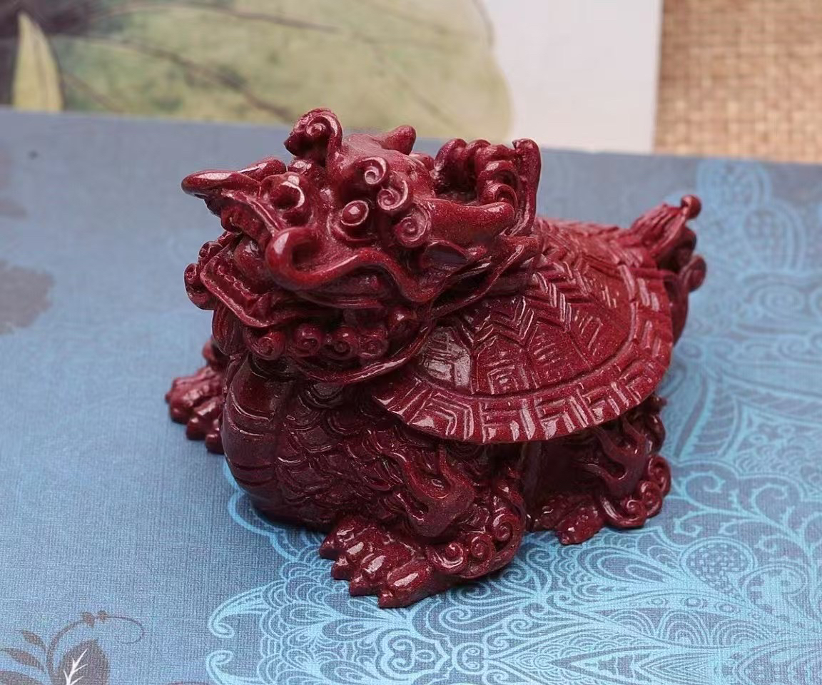 朱砂紫金砂龙龟摆件招财镇宅龙头龟霸玄武室内客厅
