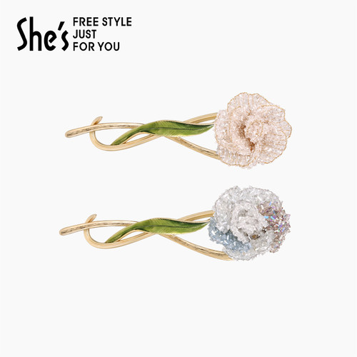 shes茜子手工编织花朵扭扭八字夹