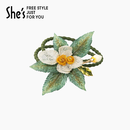 shes茜子梵高玫瑰刺绣花朵发绳