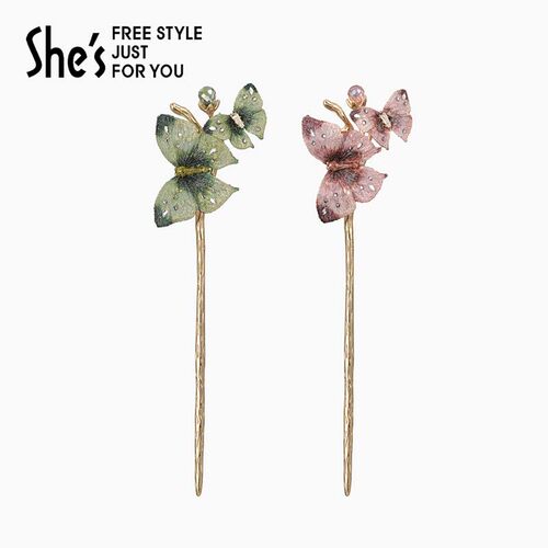 shes茜子高档蝴蝶刺绣发簪