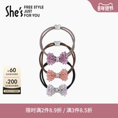 惠shes耀我宣言璀璨蝴蝶结精致马尾发绳女高级感丸子头盘发发圈