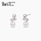 shes茜子巴比耶序曲轻奢原创时尚 珍珠耳环925银针耳钉潮流耳饰品