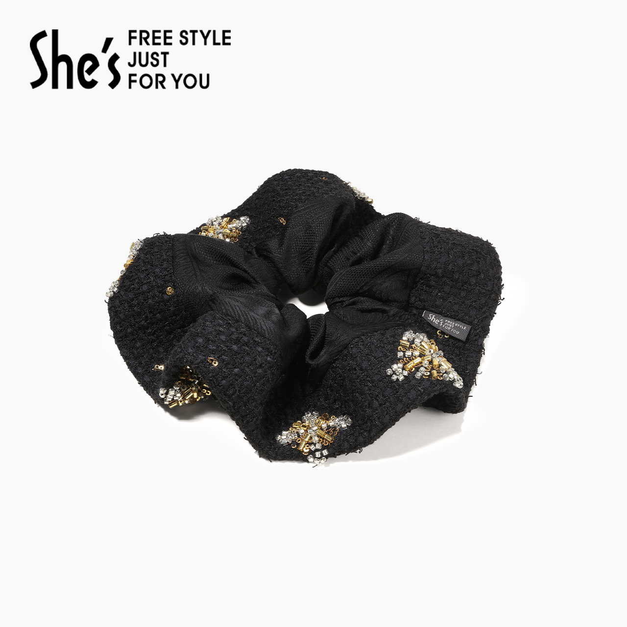 shes茜子几何菱形钉珠盘发发圈