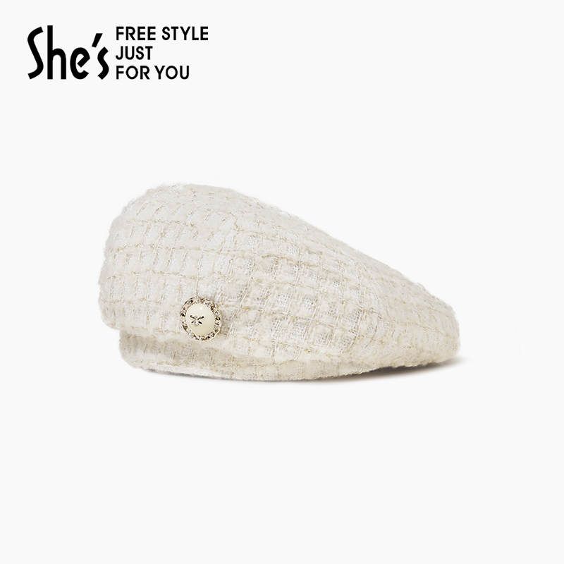 shes茜子巴比耶优雅小香风秋冬贝雷帽小众设计优雅百搭画家帽