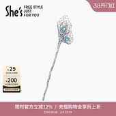 shes茜子莫奈印象轻奢高档冰晶蝴蝶发簪盘发丸子头簪子头饰发钗