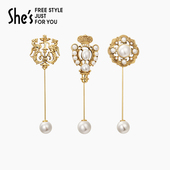 shes茜子凡尔赛之梦复古皇冠花朵插针轻奢高档西装 大气胸针配饰