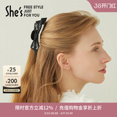 shes茜子轻简工艺珍珠发夹竖抓夹蝴蝶结发抓后脑勺鲨鱼夹轻奢