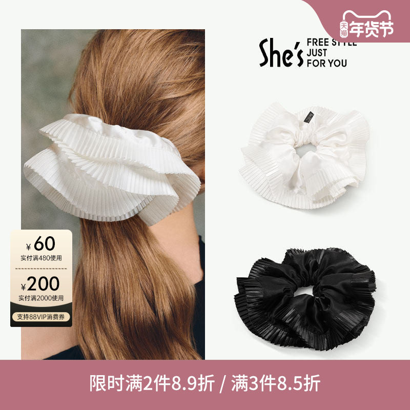 惠shes茜子轻简循迹时尚风琴褶皱边大肠盘发发圈马尾发绳头花头饰,饰品/流行首饰/时尚饰品新,发饰,淘宝优惠券,粉丝福利购,淘宝优惠卷
