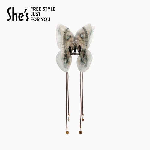 shes茜子艺术印花蝴蝶抓夹