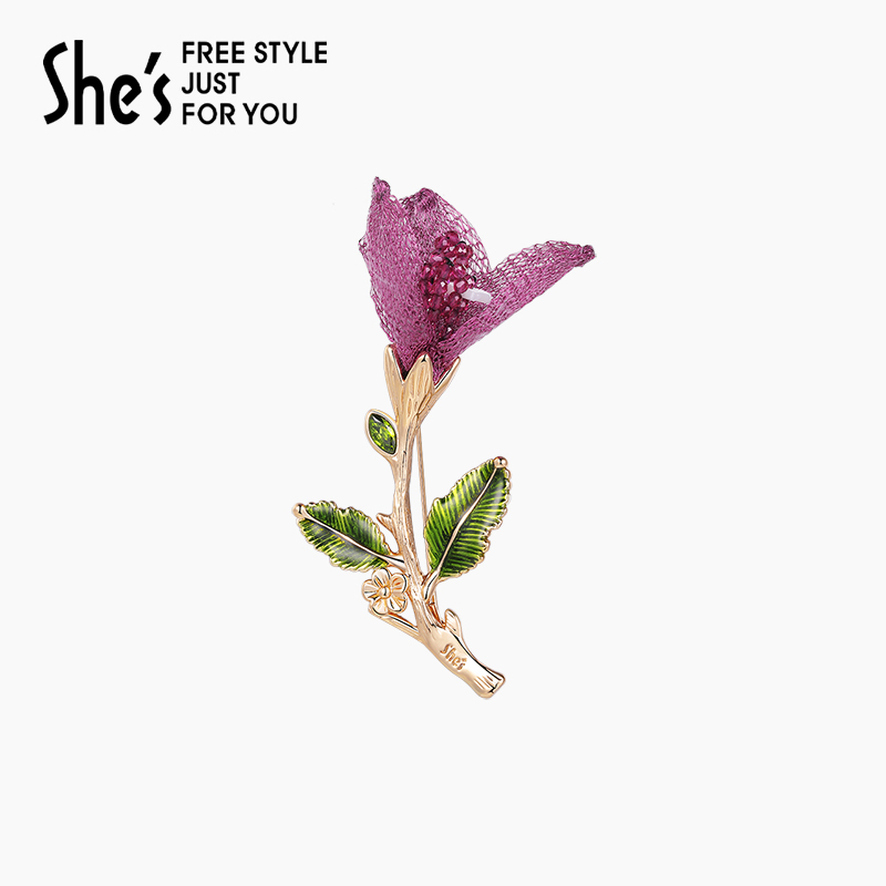 shes茜子深圳手信簕杜鹃花朵胸针高档奢华大气胸花别针礼盒高级感