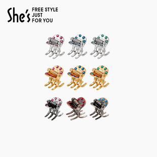 shes茜子发饰品仿水晶镶钻小抓夹发量少小号精致半扎发夹发抓