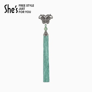 福蝶流苏胸针设计感胸花别针配饰 shes茜子意境东方原创国风新中式