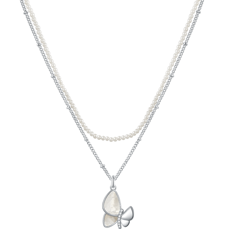 shes轻简珍珠拼接双层叠戴项链