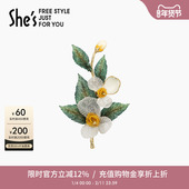 shes茜子梵高玫瑰原创手工刺绣法式 胸针胸花高档别针设计感配饰品