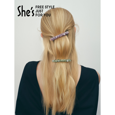 shes璀璨晶石手工穿织一字马尾夹