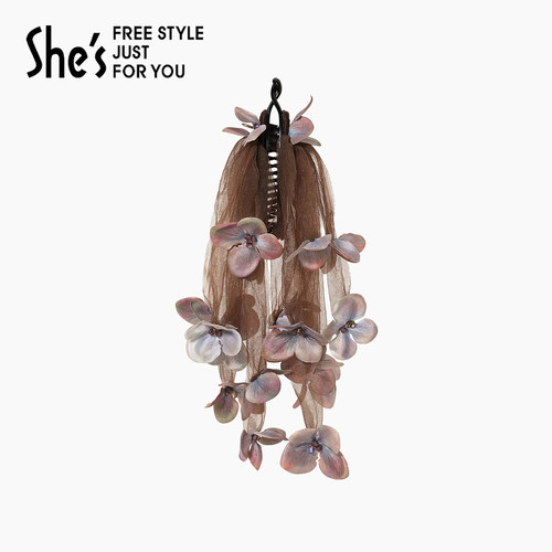 shes茜子浪漫花朵网纱香蕉夹