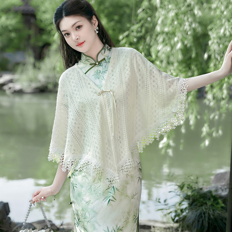 2025新款旗袍披肩外搭开衫斗篷女