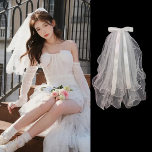 新娘头纱领证求婚订婚结婚婚礼新娘主婚纱女轻婚纱法式女生高级感