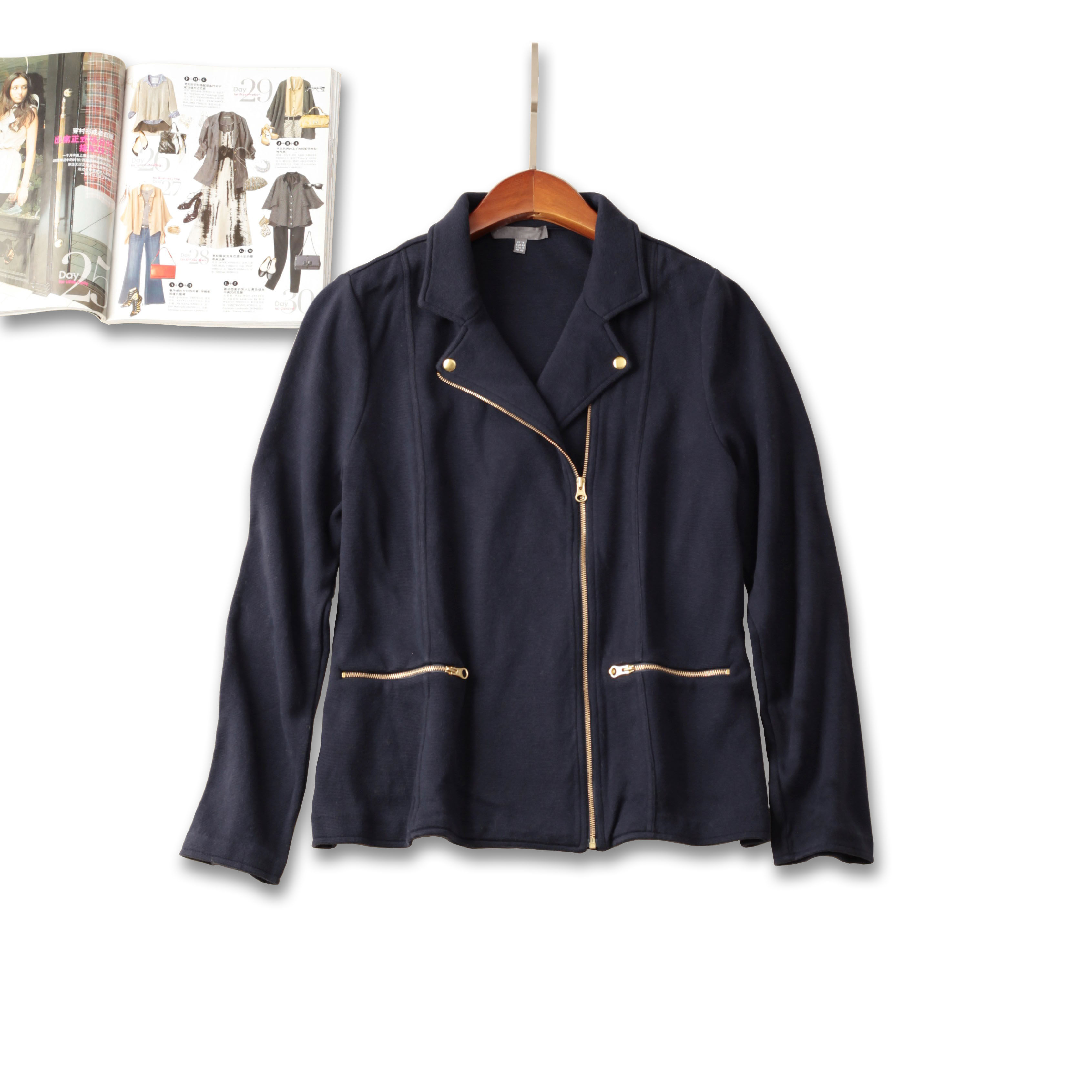 工厂尾货 英国精品 纯棉 长袖机车翻领拉链开衫针织衫外套女 纯色