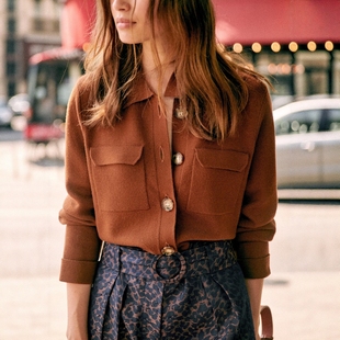 法式纯色简约干练 精致做工 翻领长袖开衫针织衫外套女 糖果多色