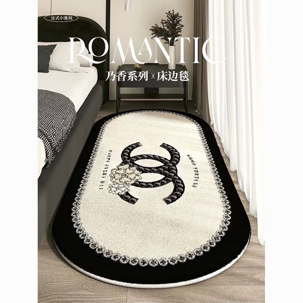 德国仿羊绒法式小香风床边毯轻奢高级感椭圆耐脏秋冬季毛绒加厚防