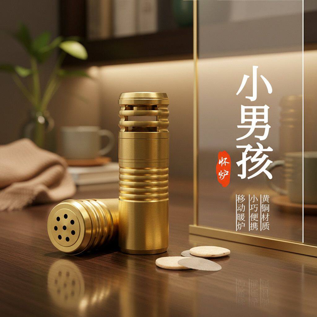 黄铜移动暖炉温暖便携手持怀炉香薰操作方便摆件