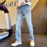 现货微宽松直筒窄版牛仔裤男高街vibe合体显瘦弹力休闲裤6601P55，男装牛仔裤，星座1102