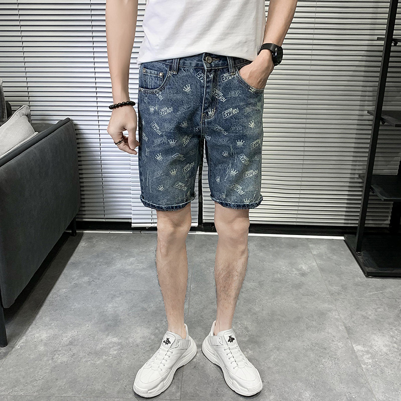 牛仔短裤男潮牌2023夏季新款休闲复古美式五分裤薄款中裤506P48，男装牛仔裤，星座1102