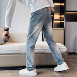 秋冬主推美式高街痞帅cleanfit弹力微宽松直筒牛仔裤男潮180P65，男装牛仔裤，星座1102