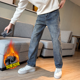 加绒长裤-做旧蓝6606