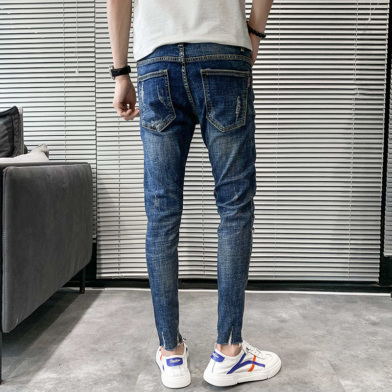 九分裤男士2025春夏季新款ins个性潮牌修身小脚破洞牛仔裤912P65,男装牛仔裤,星座1102