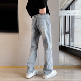 四季款浅色牛仔裤男潮牌痞帅休闲百搭宽松显瘦直筒长裤子180P65，男装牛仔裤，星座1102