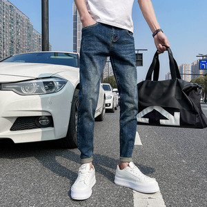 马路街拍牛仔裤男士修身小脚弹力简约百搭潮牌显瘦休闲裤135P55