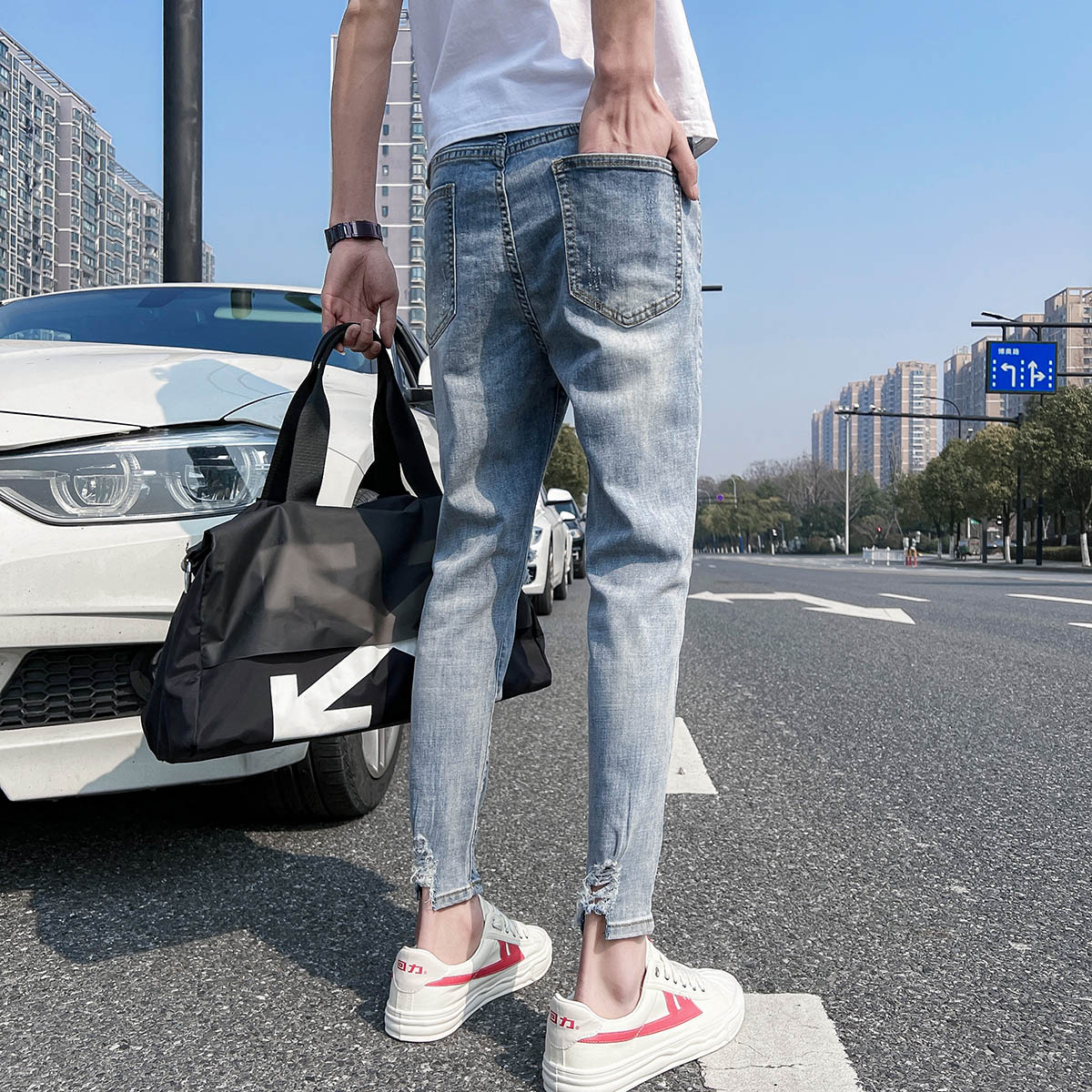 常年做九分牛仔裤男潮流帅气修身小脚牛仔裤男装潮牌显瘦908P65,男装牛仔裤,星座1102
