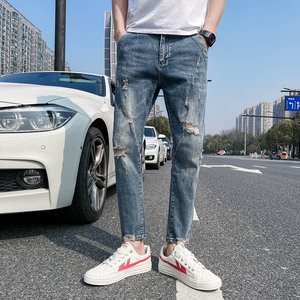 常年做 九分牛仔裤男潮流帅气修身小脚牛仔裤男装潮牌显瘦903P65图片