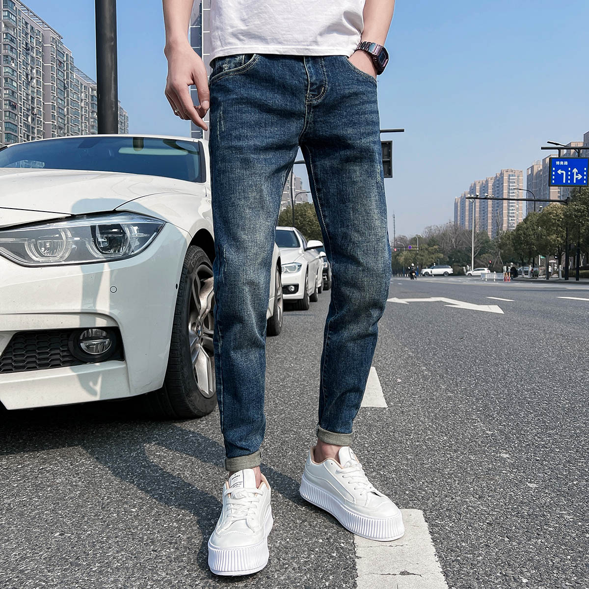 美式牛仔裤潮牌ins高街男2025新款秋季修身裤子设计感高级135P55,男装牛仔裤,星座1102