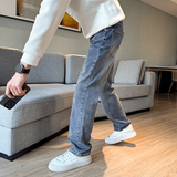 加绒加厚牛仔裤男潮牌休闲百搭宽松显瘦直筒长裤子183P65加绒P65，男装牛仔裤，星座1102